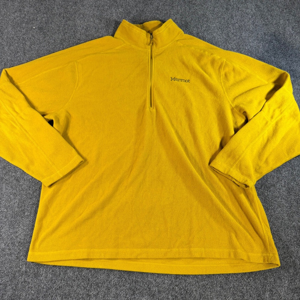 Marmot Mens XXL Quarter Zip Fleece Pullover Mustard Yellow 883590 Mock Neck